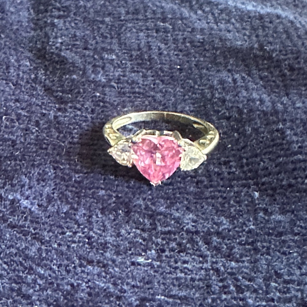 Elegant Pink Tourmaline Heart Ring 10k white gold